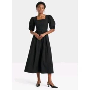 A New Day Milkmaid Maxi Dress XS Black Seersucker Fairycore EUC